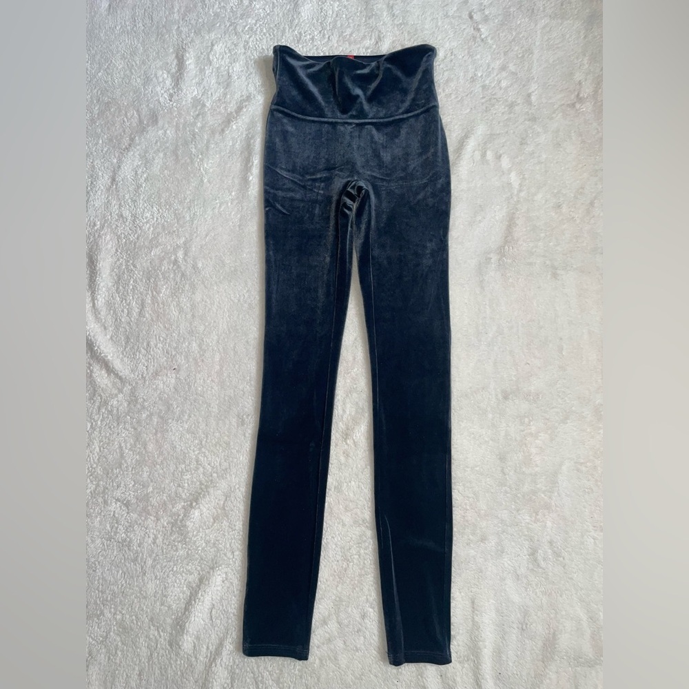 Spanx Nave Blue Velvet Leggings Size Small